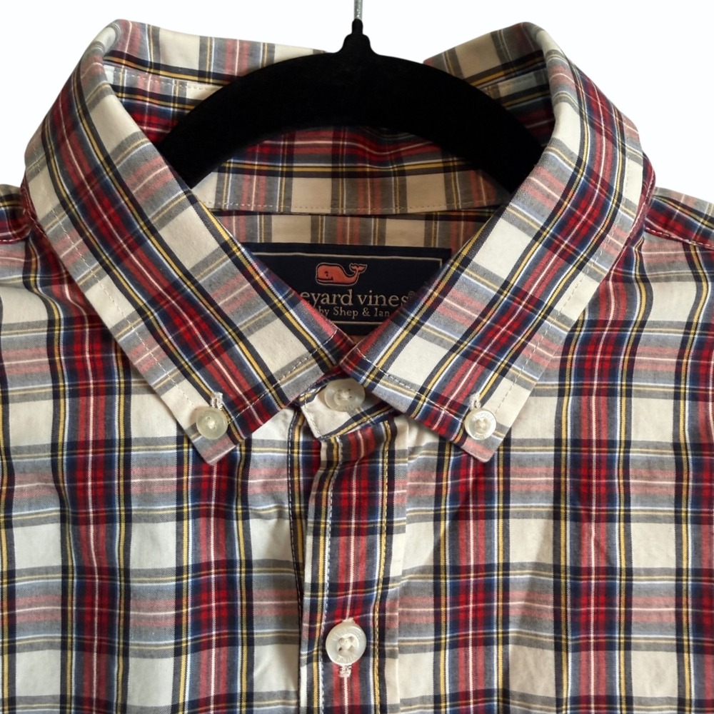 NWT Vineyard Vines Slim Fit Whale Shirt Red Plaid Men M Long Sleeve Button Down